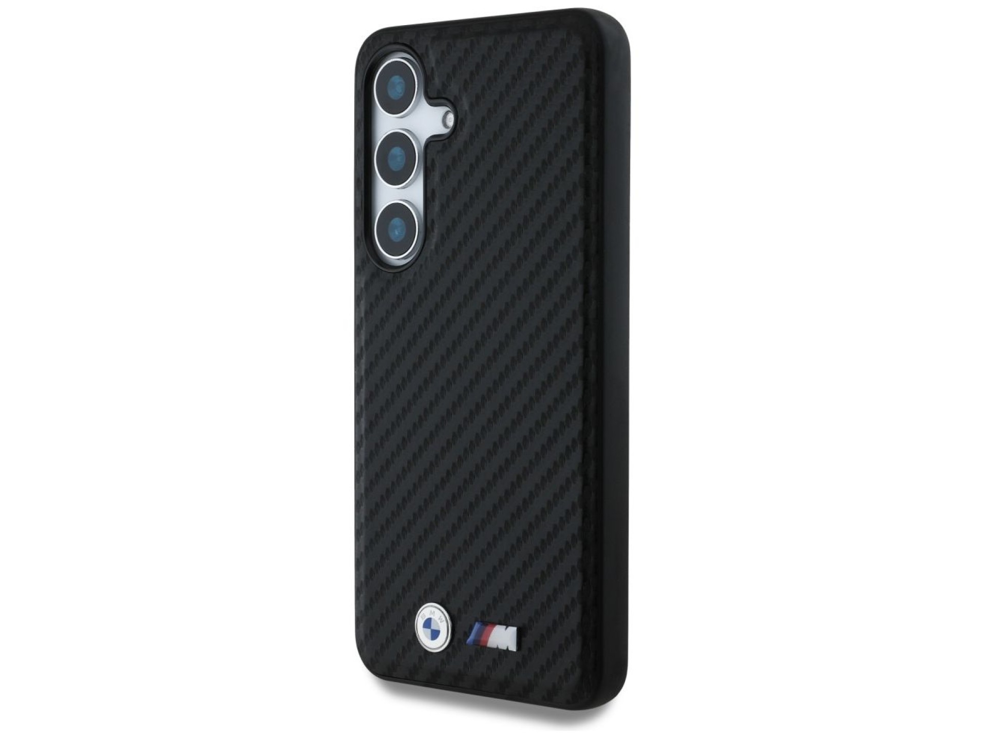 Capa MagSafe em couro e fibra de carbono da BMW para Samsung Galaxy S25 - Preta