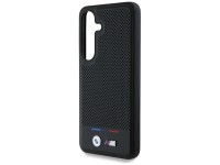 Capa MagSafe BMW em couro com listras tricolores para Samsung Galaxy S25+ - Preta Capa MagSafe BMW em couro com listras tricolores para Samsung Galaxy S25+ - Preta