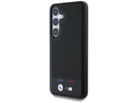 Capa MagSafe BMW em couro com listras tricolores para Samsung Galaxy S25 - Preta Capa MagSafe BMW em couro com listras tricolores para Samsung Galaxy S25 - Preta