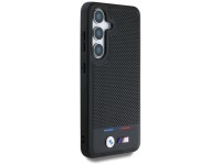 Capa MagSafe BMW em couro com listras tricolores para Samsung Galaxy S25 - Preta Capa MagSafe BMW em couro com listras tricolores para Samsung Galaxy S25 - Preta