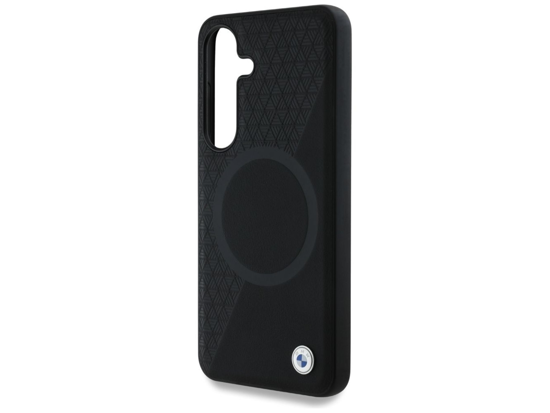 Funda BMW de cuero con textura parcial MagSafe para Samsung Galaxy S25 - Negra