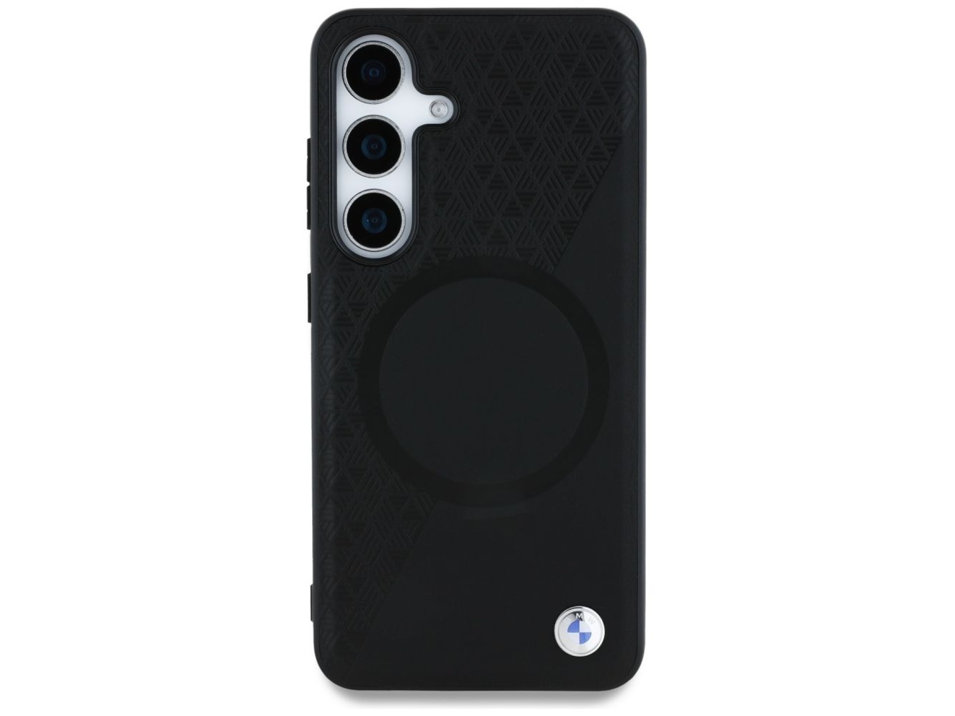Funda BMW de cuero con textura parcial MagSafe para Samsung Galaxy S25 - Negra