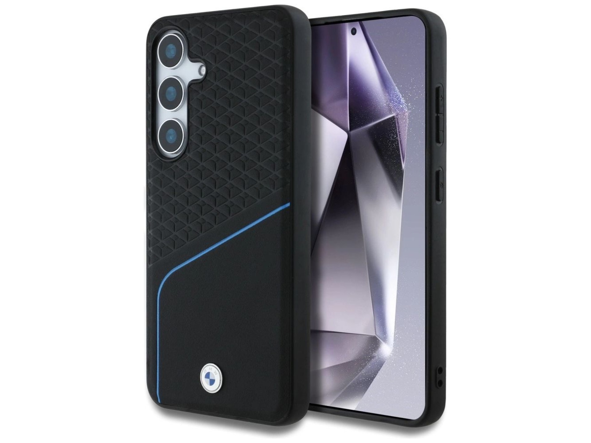 BMW Leather Textured and Smooth MagSafe Case for Samsung Galaxy S25 - Black