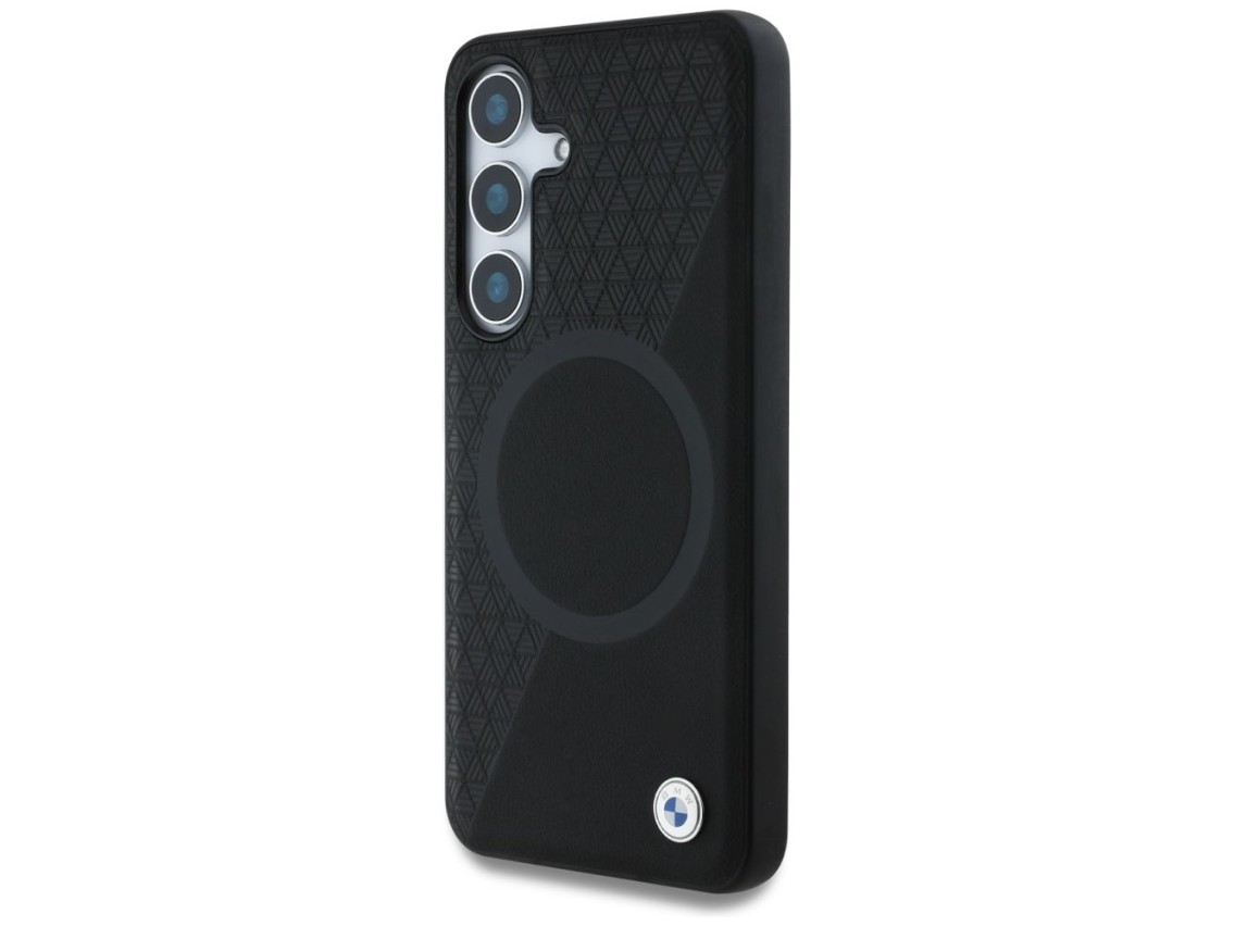 Funda BMW de cuero con textura parcial MagSafe para Samsung Galaxy S25 - Negra