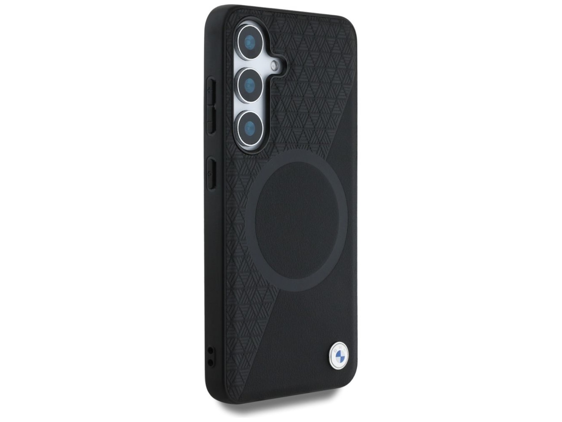 Funda BMW de cuero con textura parcial MagSafe para Samsung Galaxy S25 - Negra