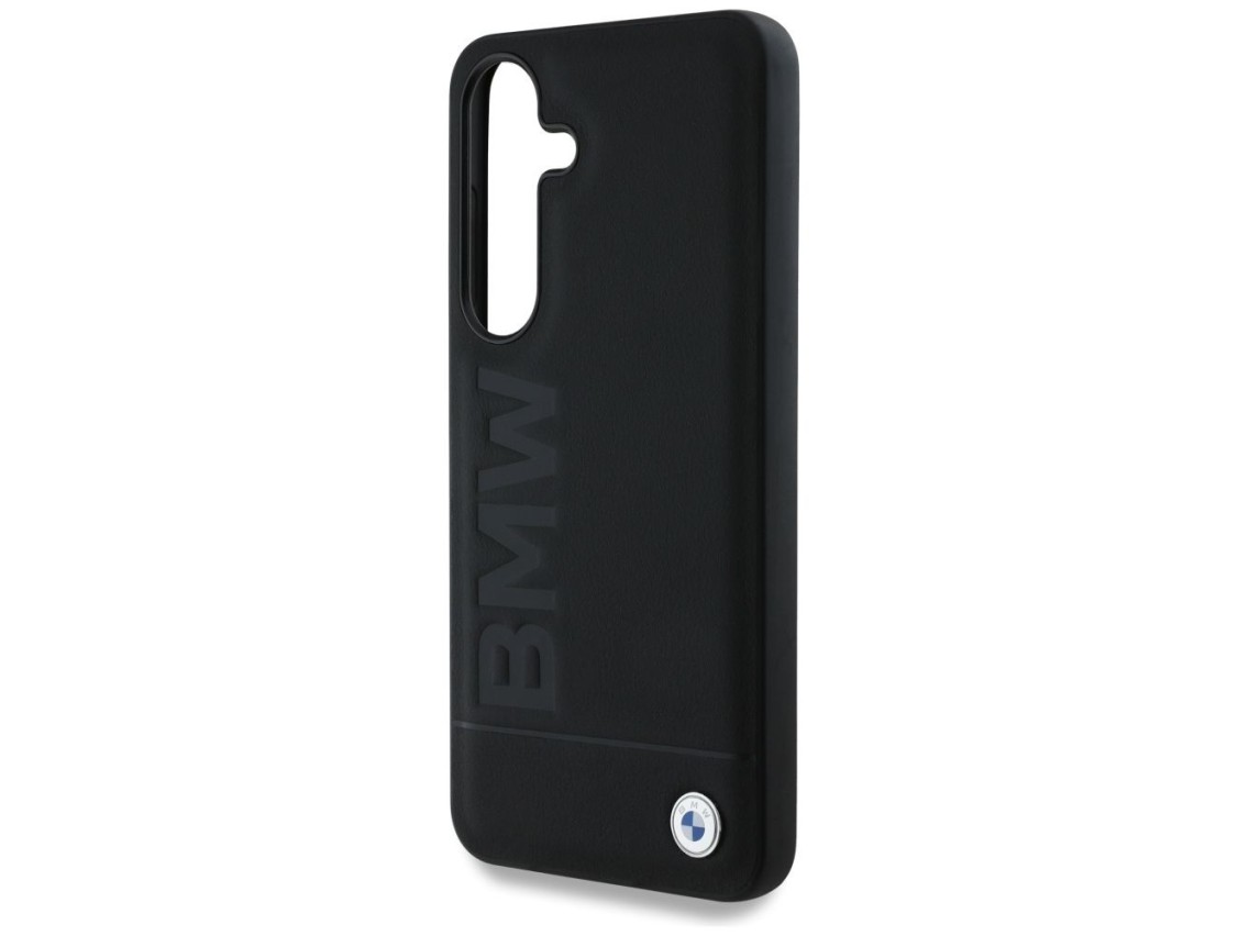 BMW Leather Big Wordmark Case for Samsung Galaxy S25+ - Black