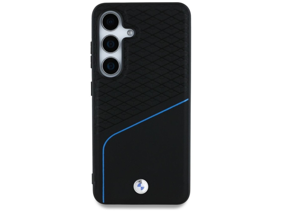 BMW Leather Textured and Smooth MagSafe Case for Samsung Galaxy S25 - Black