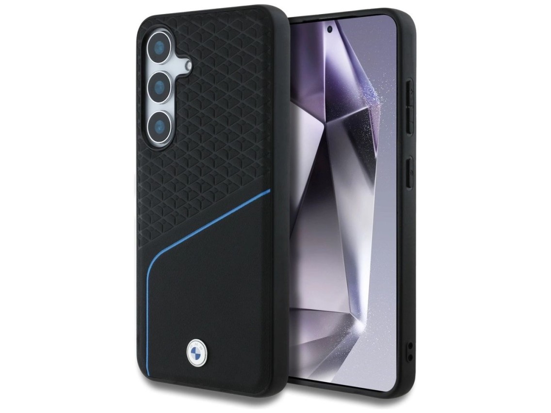 BMW Leather Textured and Smooth MagSafe Case for Samsung Galaxy S25 - Black