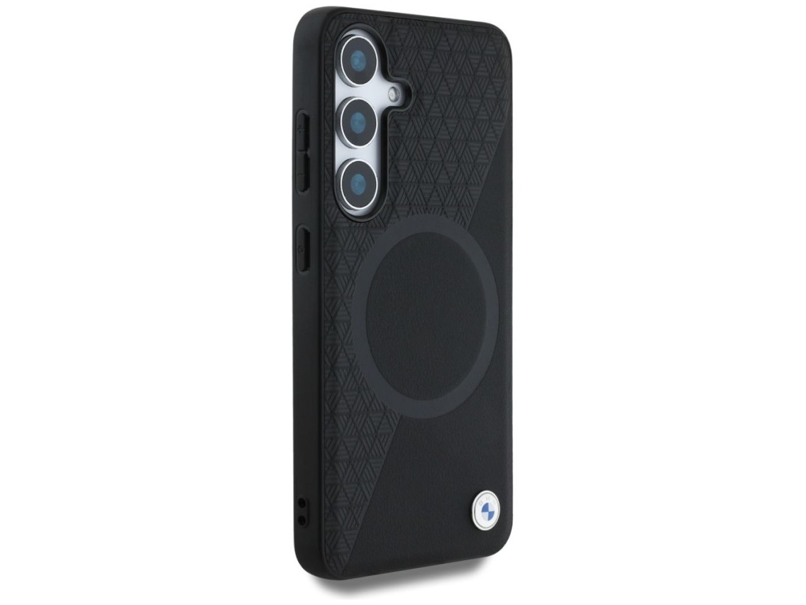 Funda BMW de cuero con textura parcial MagSafe para Samsung Galaxy S25 - Negra