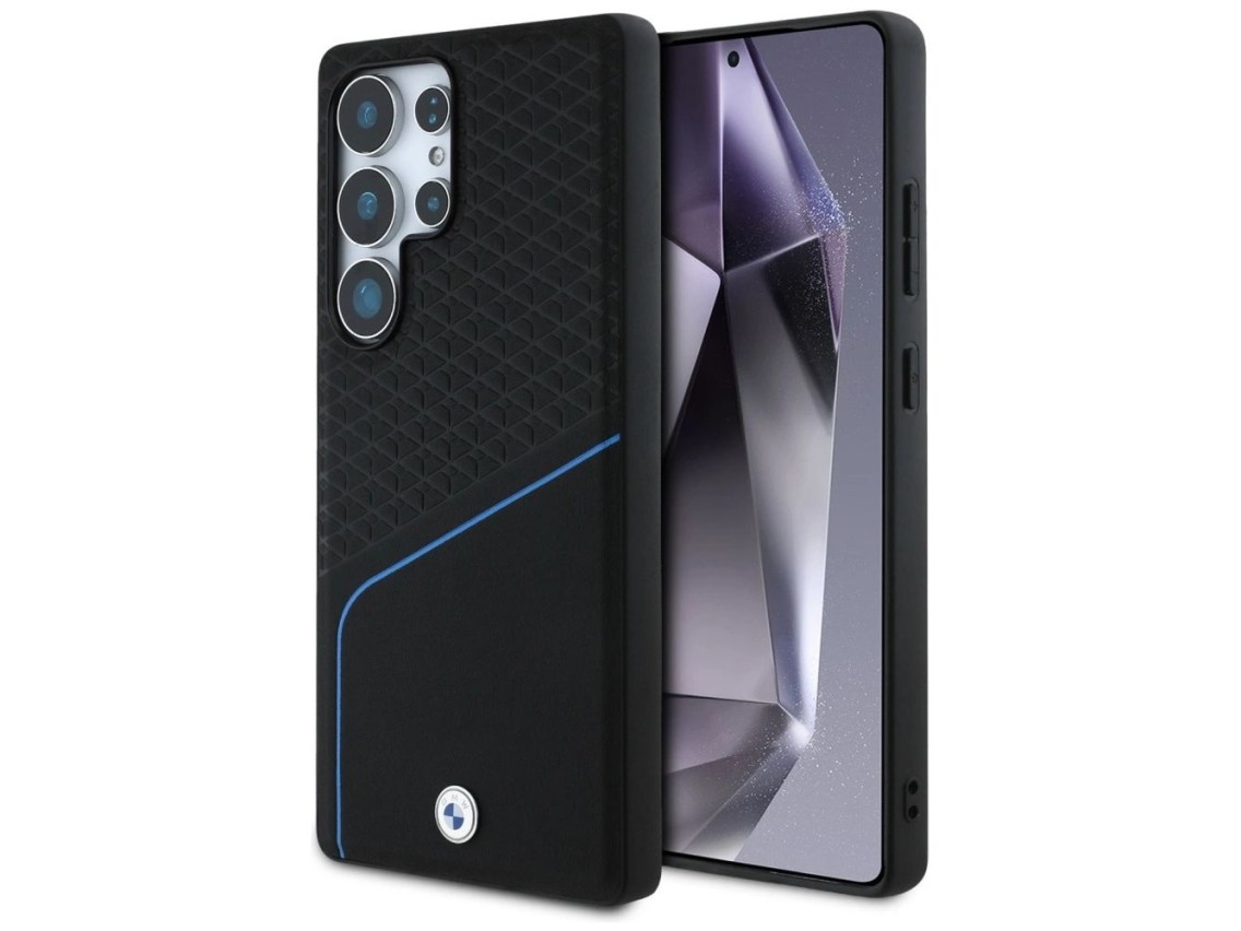 Funda BMW MagSafe de cuero texturizado y liso para Samsung Galaxy S25 Ultra - negra