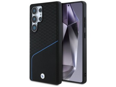 Funda BMW MagSafe de cuero texturizado y liso para Samsung Galaxy S25 Ultra - negra