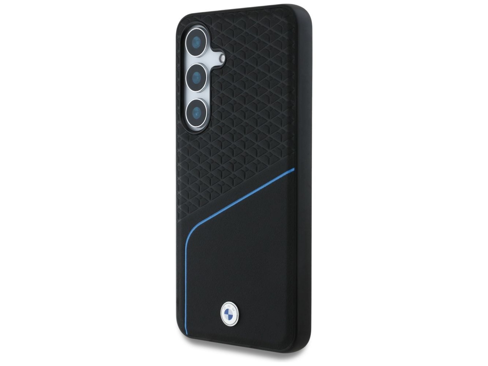 BMW Leather Textured and Smooth MagSafe Case for Samsung Galaxy S25 - Black