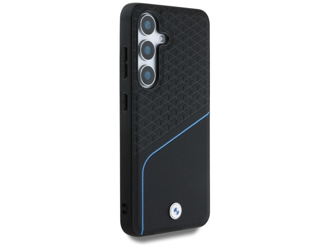 BMW Leather Textured and Smooth MagSafe Case for Samsung Galaxy S25 - Black