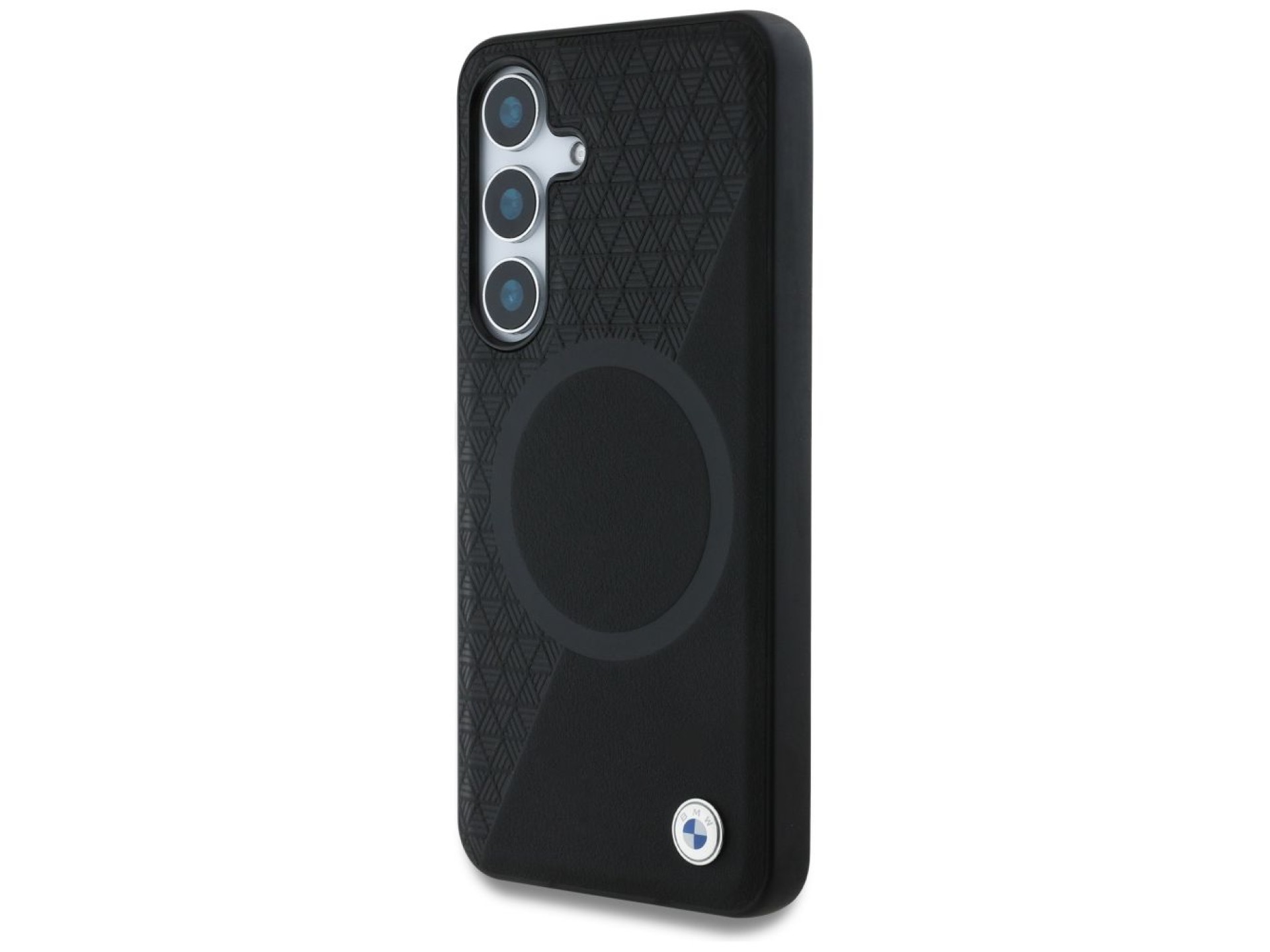 Funda BMW de cuero con textura parcial MagSafe para Samsung Galaxy S25 - Negra