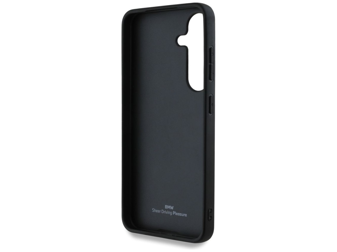 Funda de piel BMW con logotipo grande para Samsung Galaxy S25 - Negra