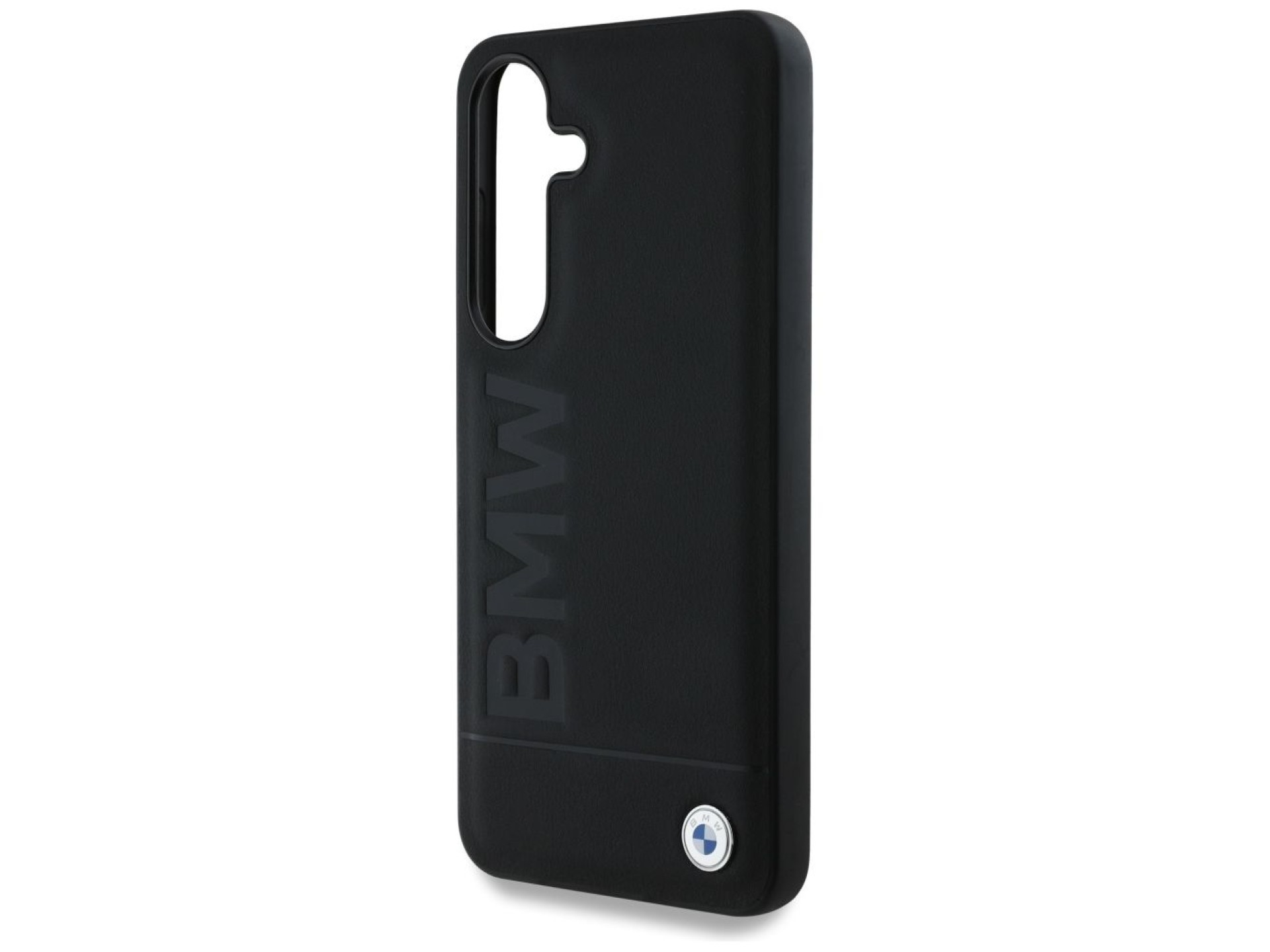 Funda de piel BMW con logotipo grande para Samsung Galaxy S25 - Negra