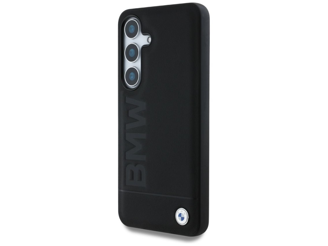 Funda de piel BMW con logotipo grande para Samsung Galaxy S25 - Negra