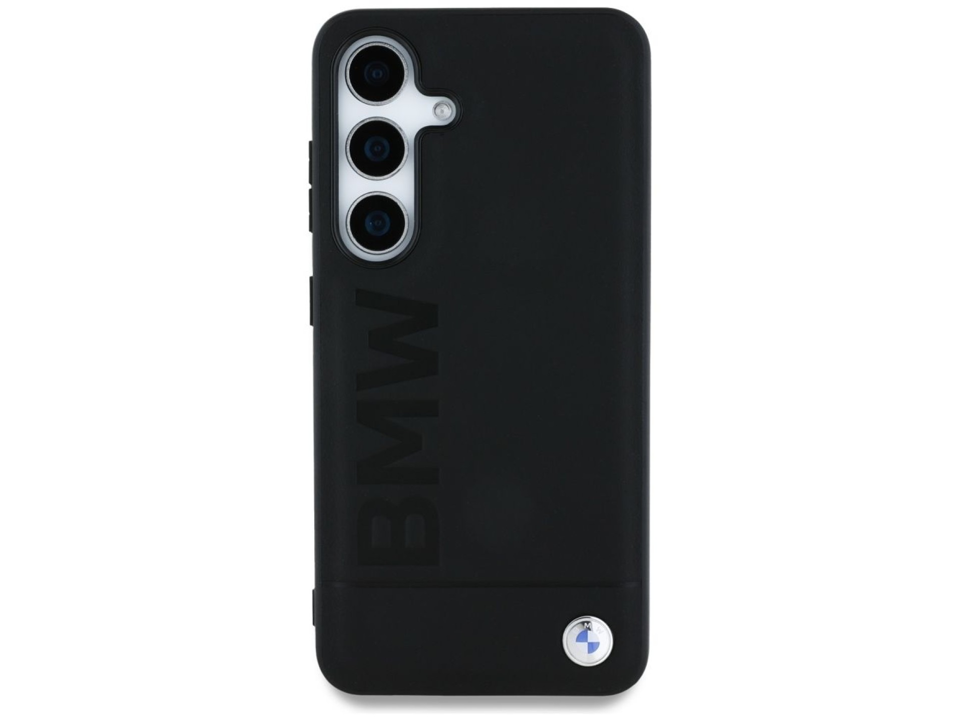 Funda de piel BMW con logotipo grande para Samsung Galaxy S25 - Negra