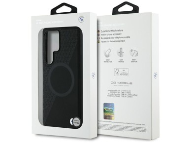 Capa MagSafe em couro texturizado da BMW para Samsung Galaxy S25 Ultra - Preta Capa MagSafe em couro texturizado da BMW para Samsung Galaxy S25 Ultra - Preta