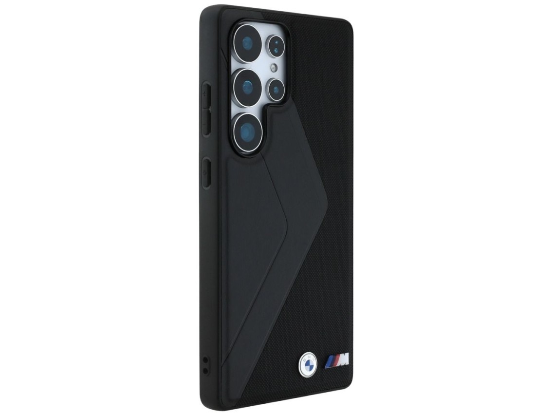 Funda BMW de cuero con rayas extragrandes y MagSafe para Samsung Galaxy S25 Ultra - negra