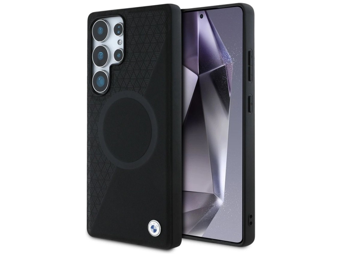BMW Leather Half Textured MagSafe Case for Samsung Galaxy S25 Ultra - Black