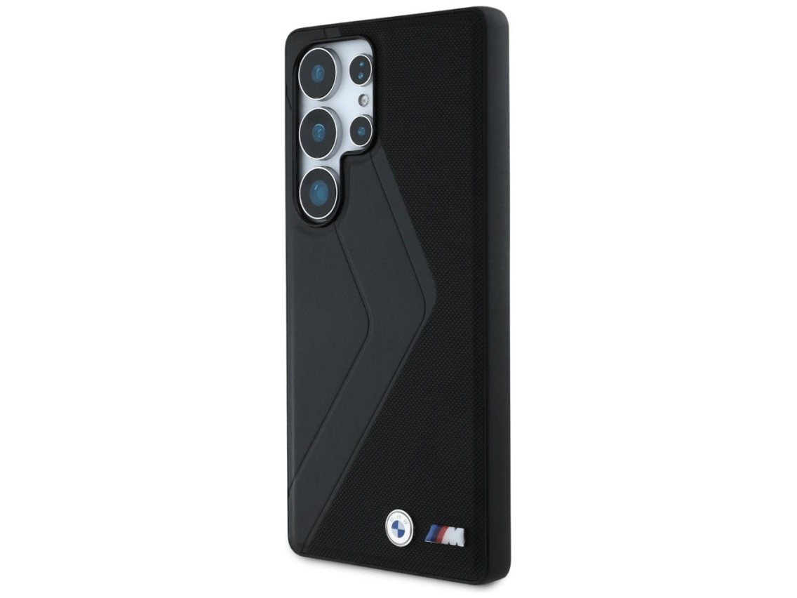 Funda BMW de cuero con rayas extragrandes y MagSafe para Samsung Galaxy S25 Ultra - negra