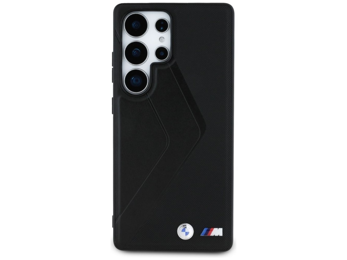 Funda BMW de cuero con rayas extragrandes y MagSafe para Samsung Galaxy S25 Ultra - negra
