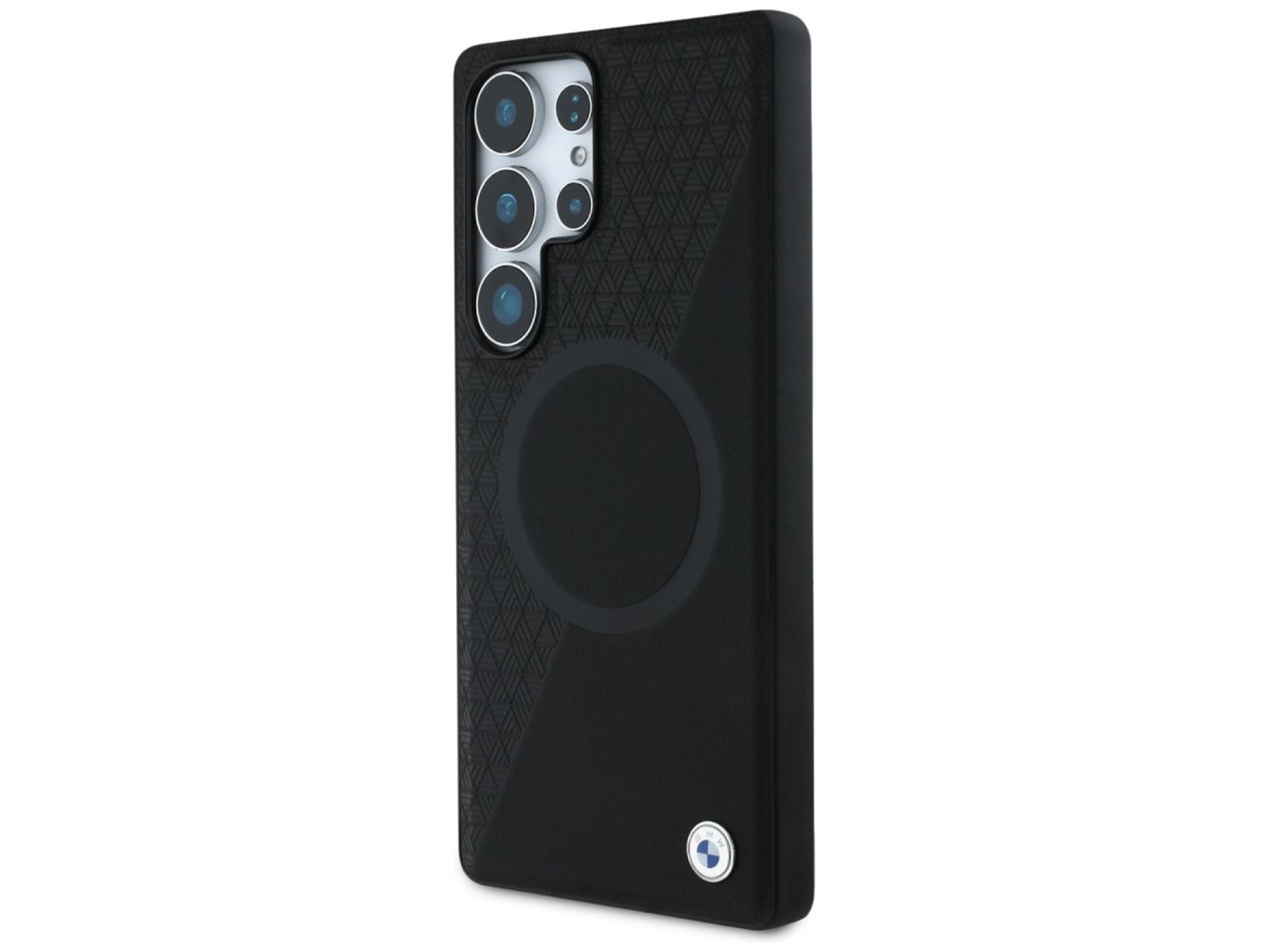 BMW Leather Half Textured MagSafe Case for Samsung Galaxy S25 Ultra - Black