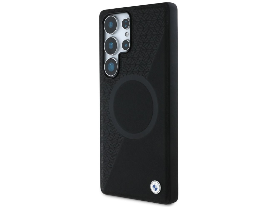 BMW Leather Half Textured MagSafe Case for Samsung Galaxy S25 Ultra - Black