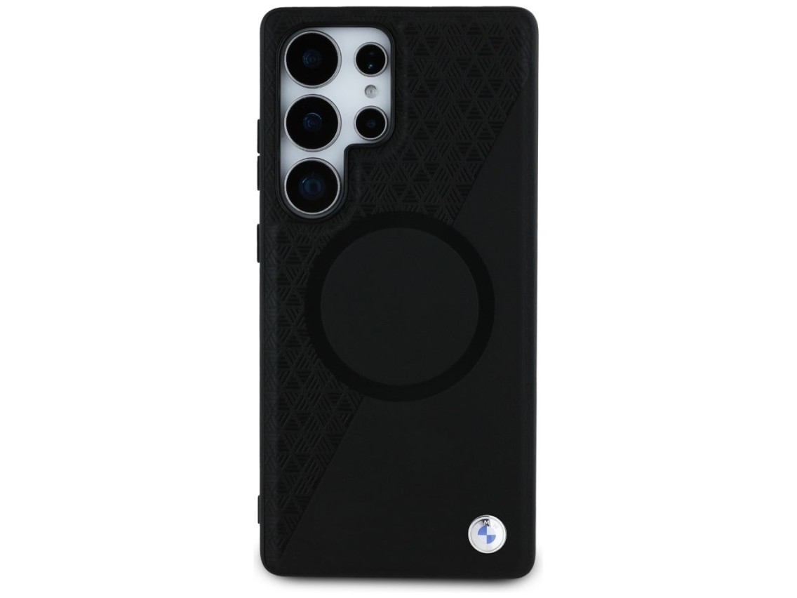 BMW Leather Half Textured MagSafe Case for Samsung Galaxy S25 Ultra - Black