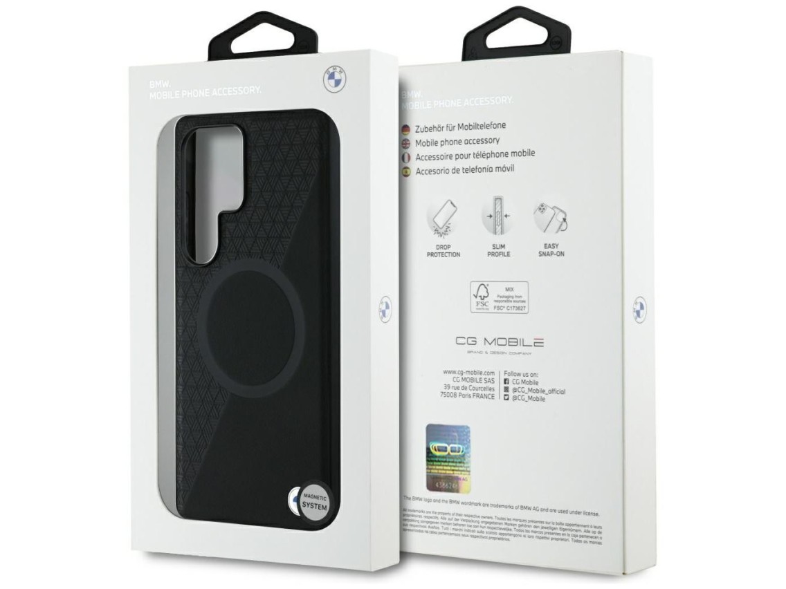 BMW Leather Half Textured MagSafe Case for Samsung Galaxy S25 Ultra - Black