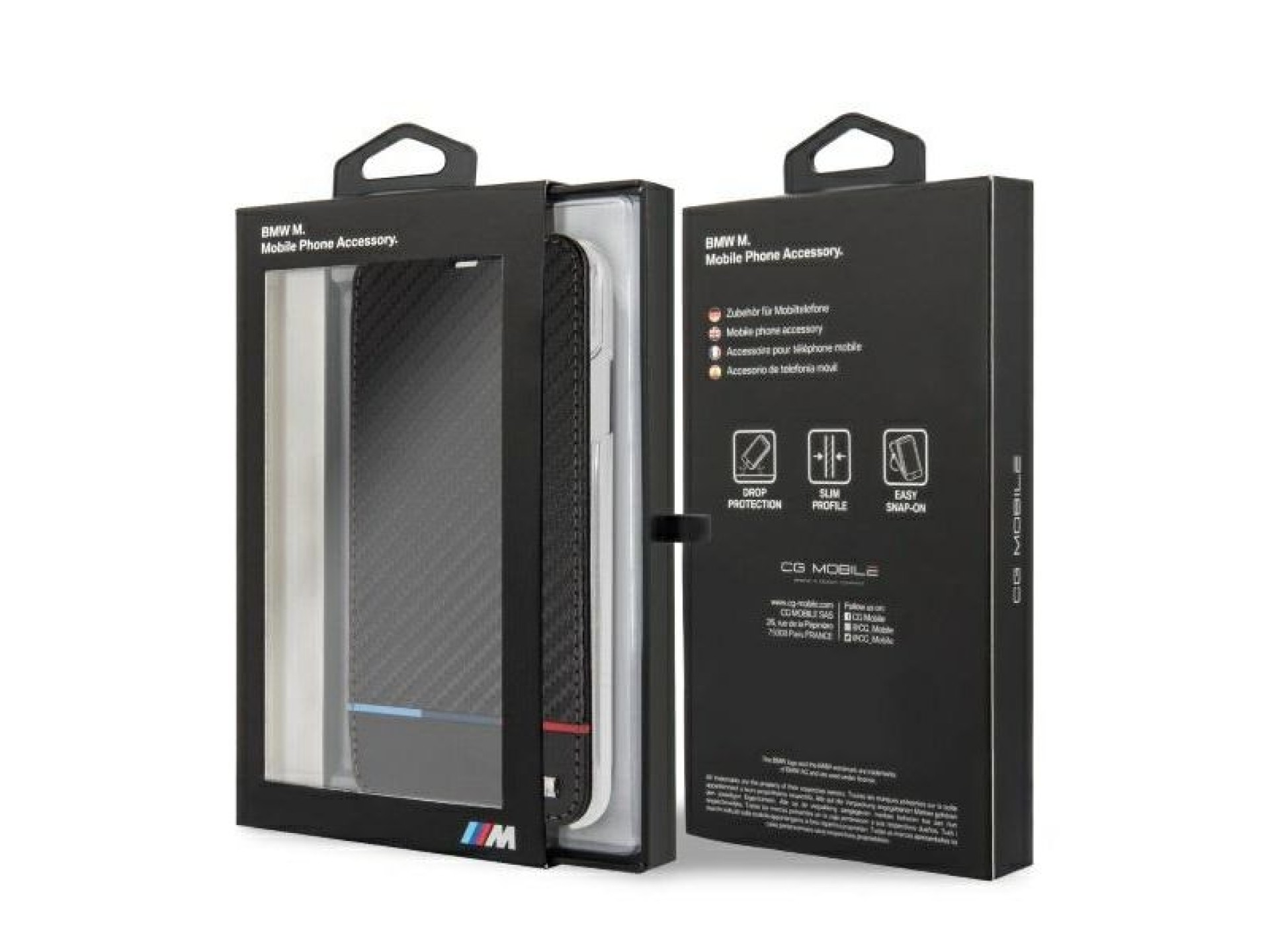 Capa para iPhone XS Max com estampa BMW Carbon Tricolor Stripe - Preta
