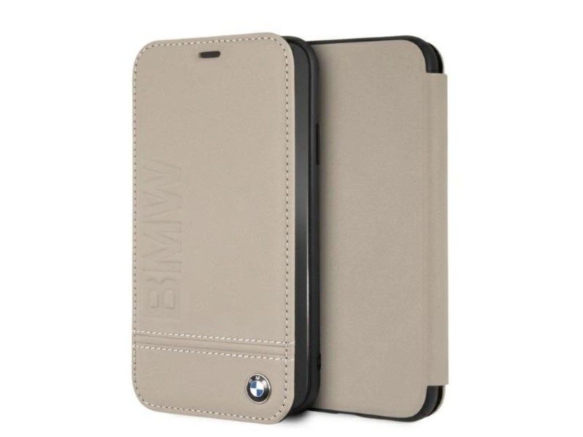 Capa para iPhone XR com logotipo da BMW impresso - Bege