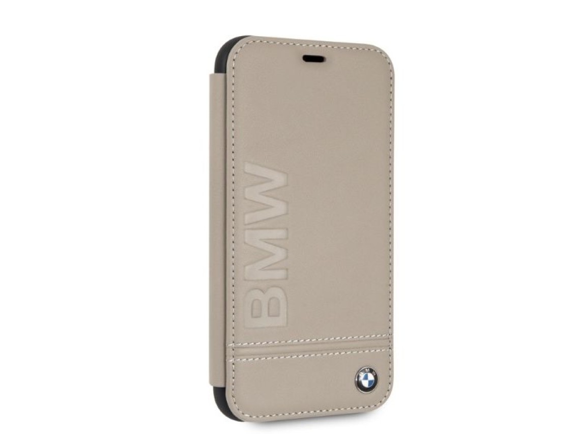 Capa para iPhone XR com logotipo da BMW impresso - Bege