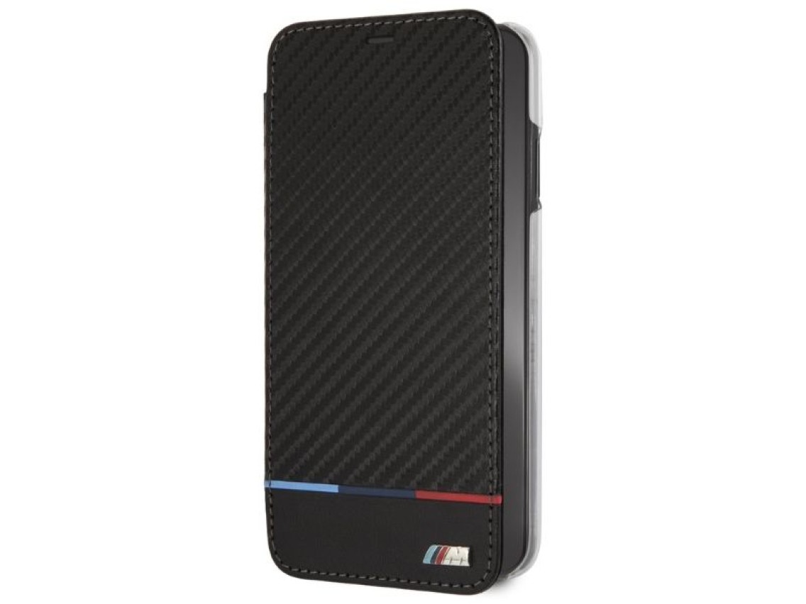 Capa para iPhone XS Max com estampa BMW Carbon Tricolor Stripe - Preta