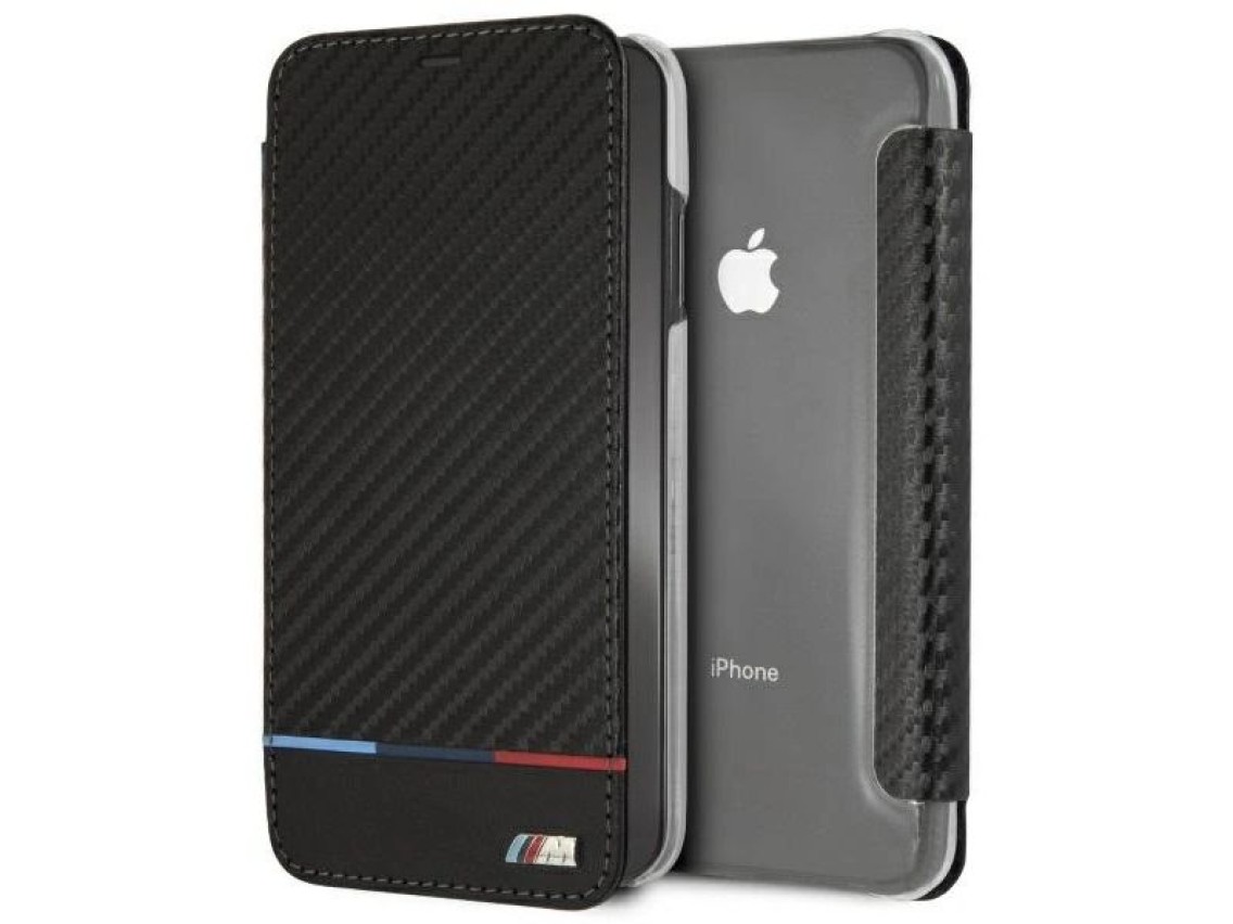 Capa para iPhone XS Max com estampa BMW Carbon Tricolor Stripe - Preta
