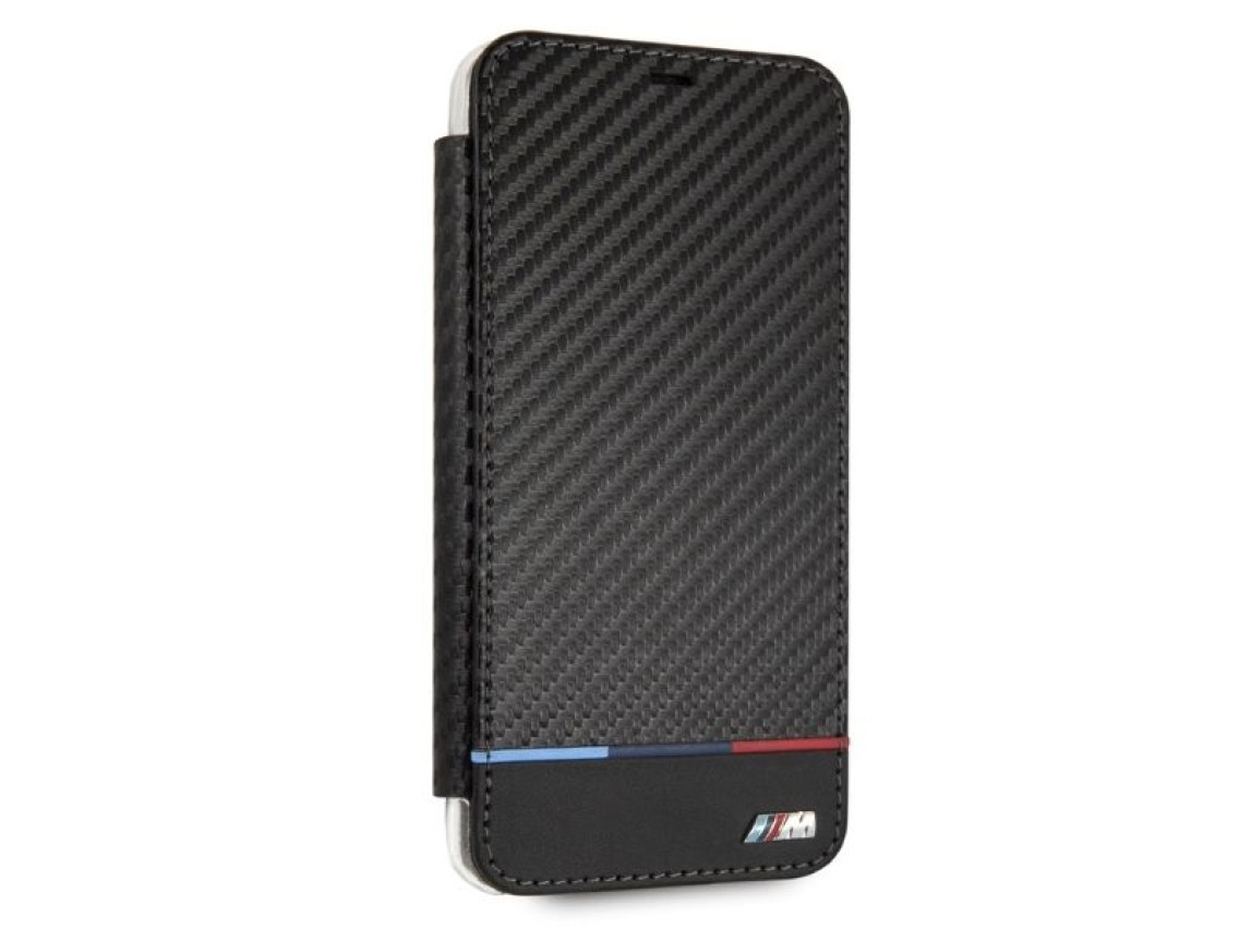 Capa para iPhone XS Max com estampa BMW Carbon Tricolor Stripe - Preta