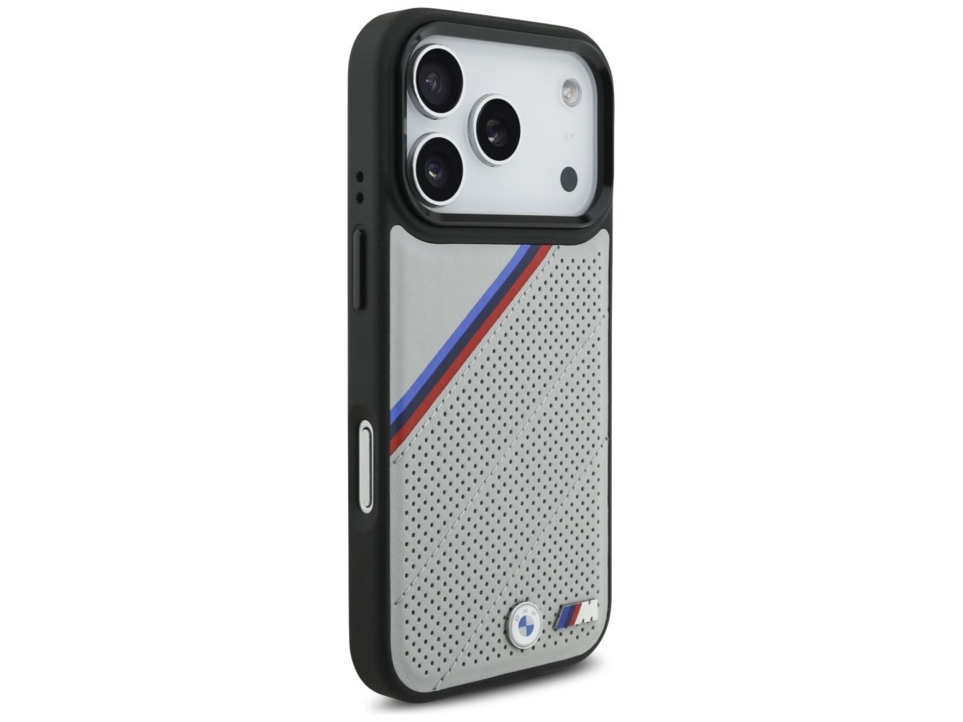 Capa MagSafe BMW M Tricolor Metal Logo para iPhone 17 Pro - Cinza