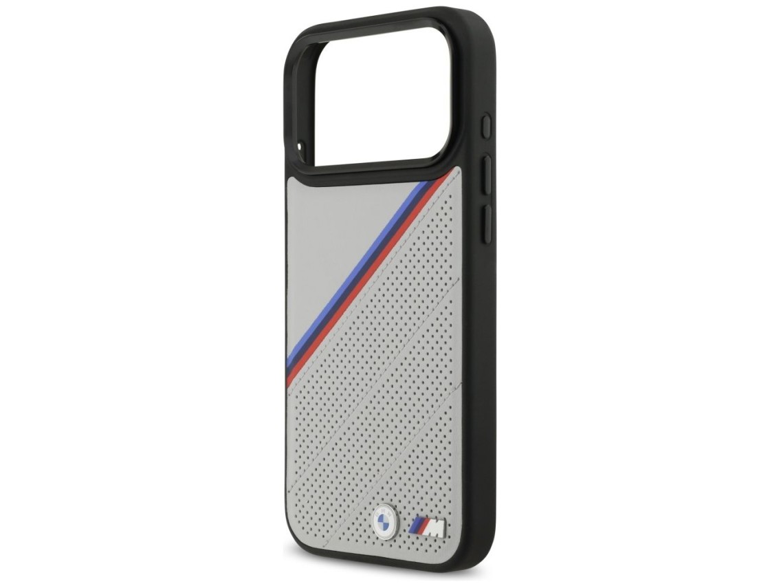 BMW M Tricolor Metal Logo MagSafe Case for iPhone 17 Pro Max - Gray