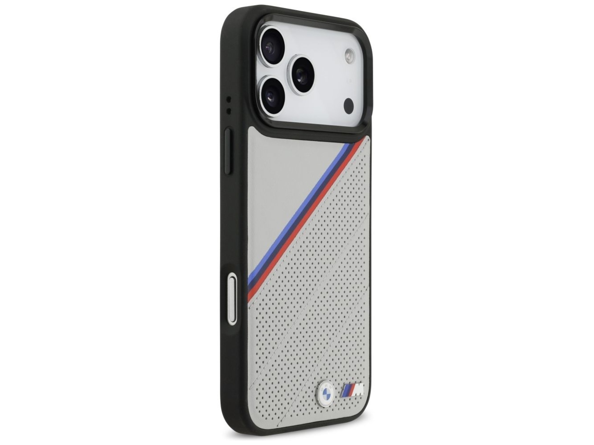 BMW M Tricolor Metal Logo MagSafe Case for iPhone 17 Pro Max - Gray