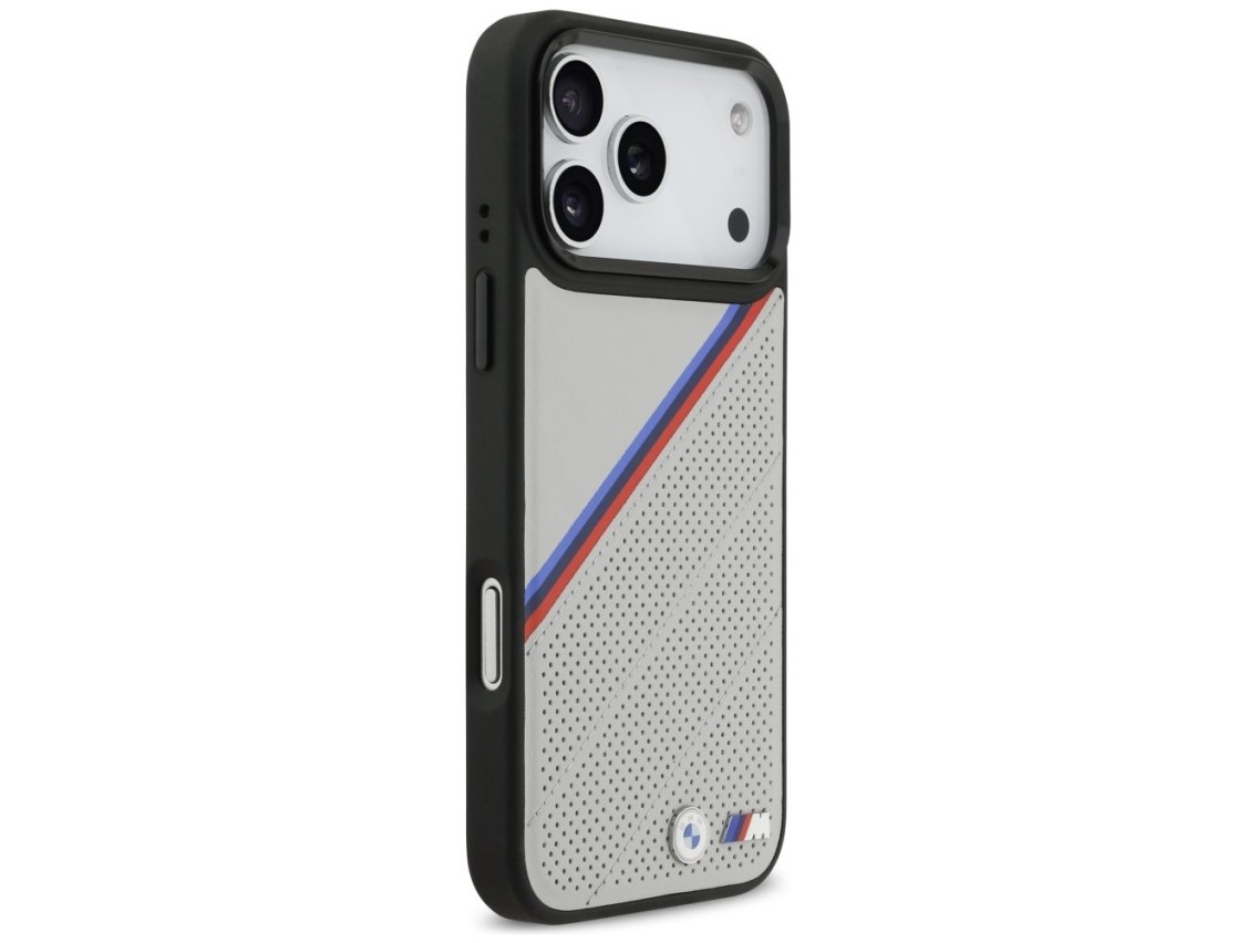 BMW M Tricolor Metal Logo MagSafe Case for iPhone 17 Pro Max - Gray