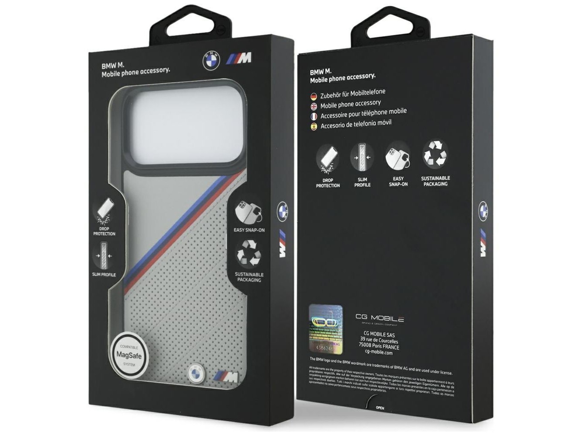 BMW M Tricolor Metal Logo MagSafe Case for iPhone 17 Pro Max - Gray