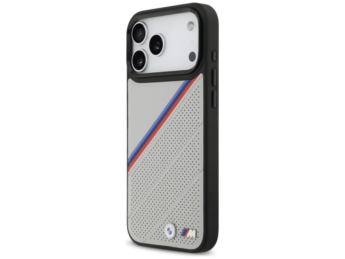 BMW M Tricolor Metal Logo MagSafe Case for iPhone 17 Pro Max - Gray