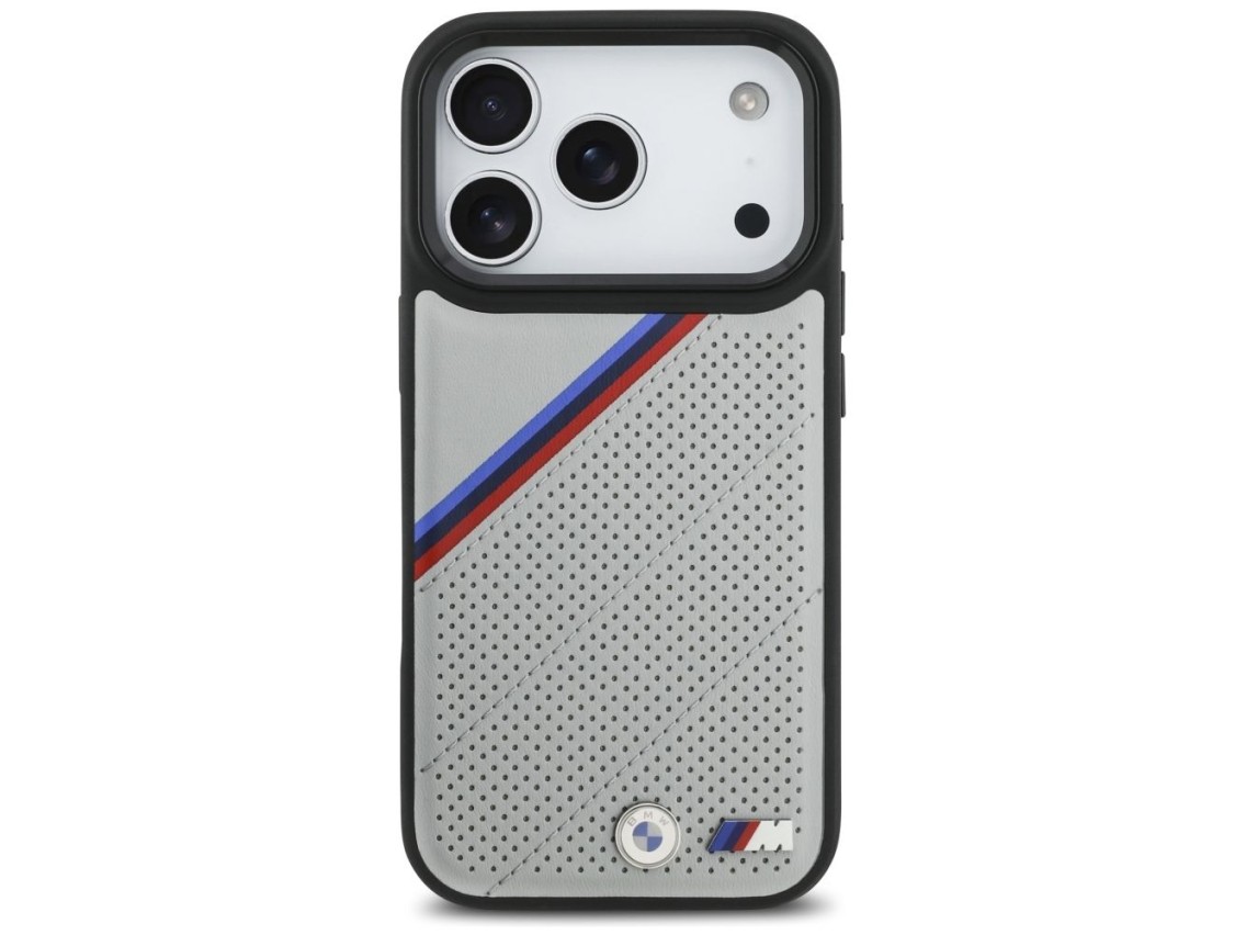 Capa MagSafe BMW M Tricolor Metal Logo para iPhone 17 Pro - Cinza