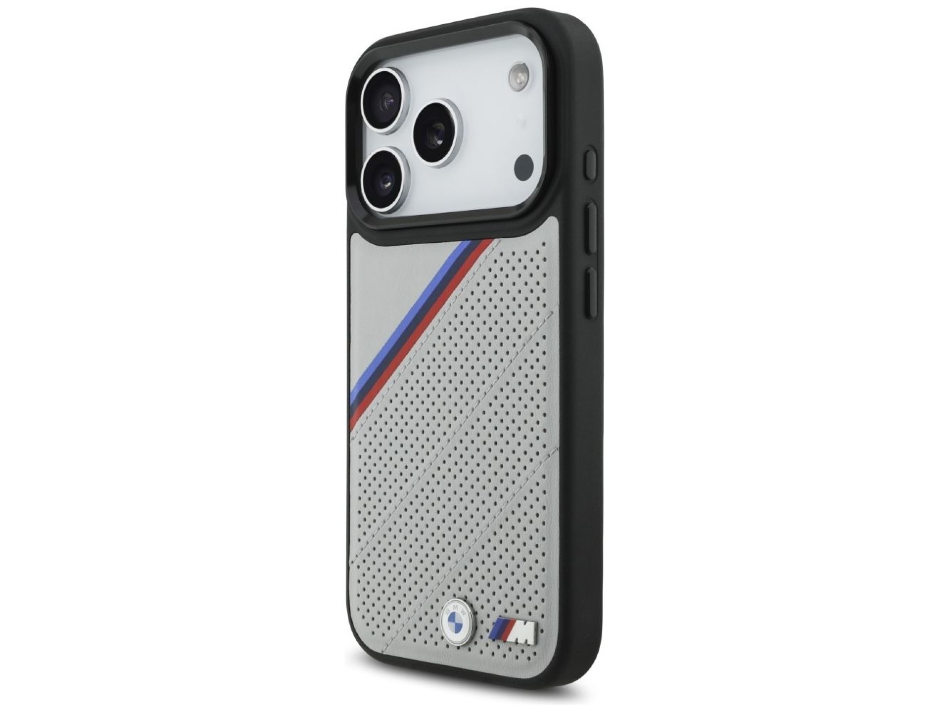 Capa MagSafe BMW M Tricolor Metal Logo para iPhone 17 Pro - Cinza