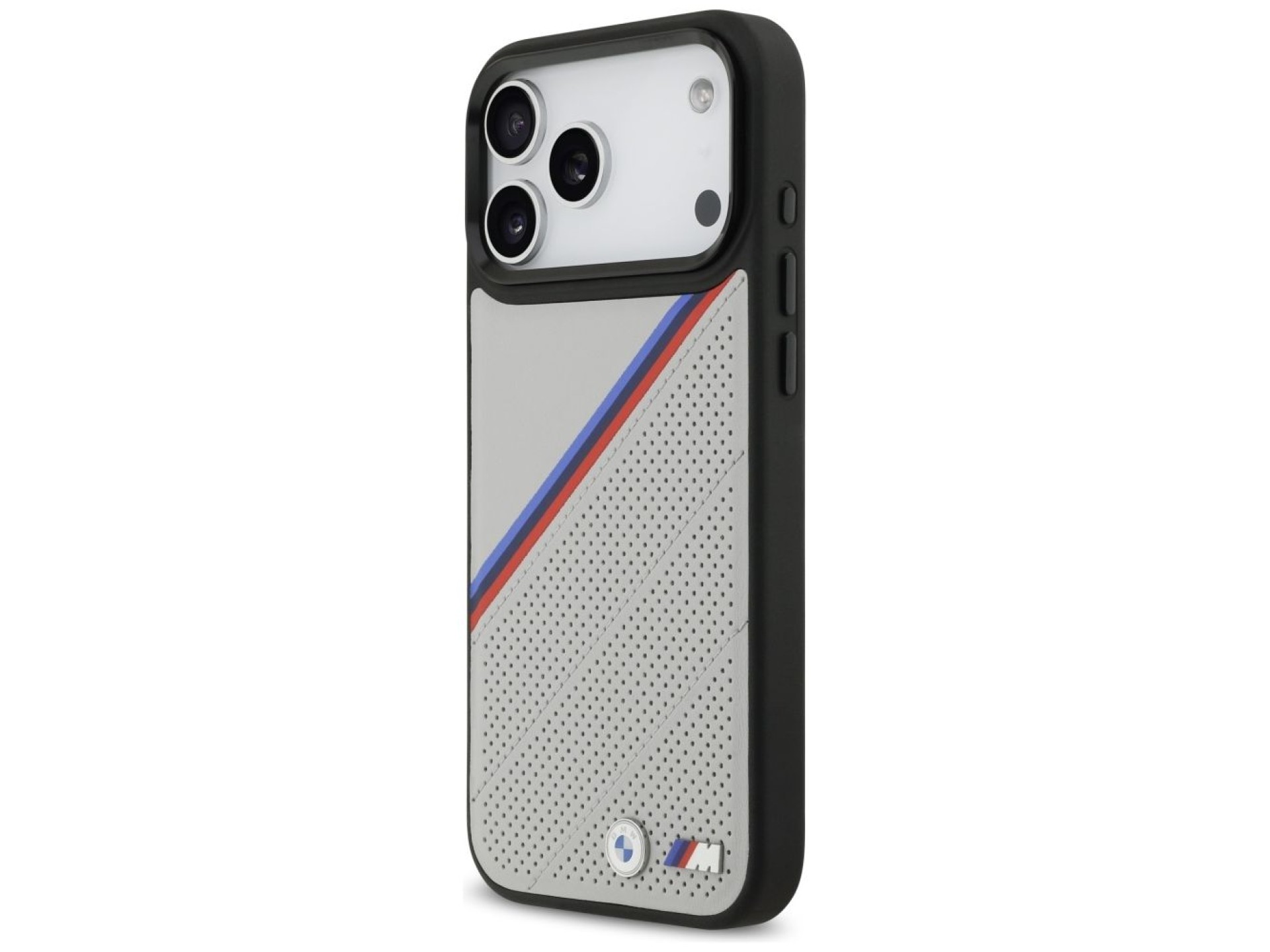 BMW M Tricolor Metal Logo MagSafe Case for iPhone 17 Pro Max - Gray