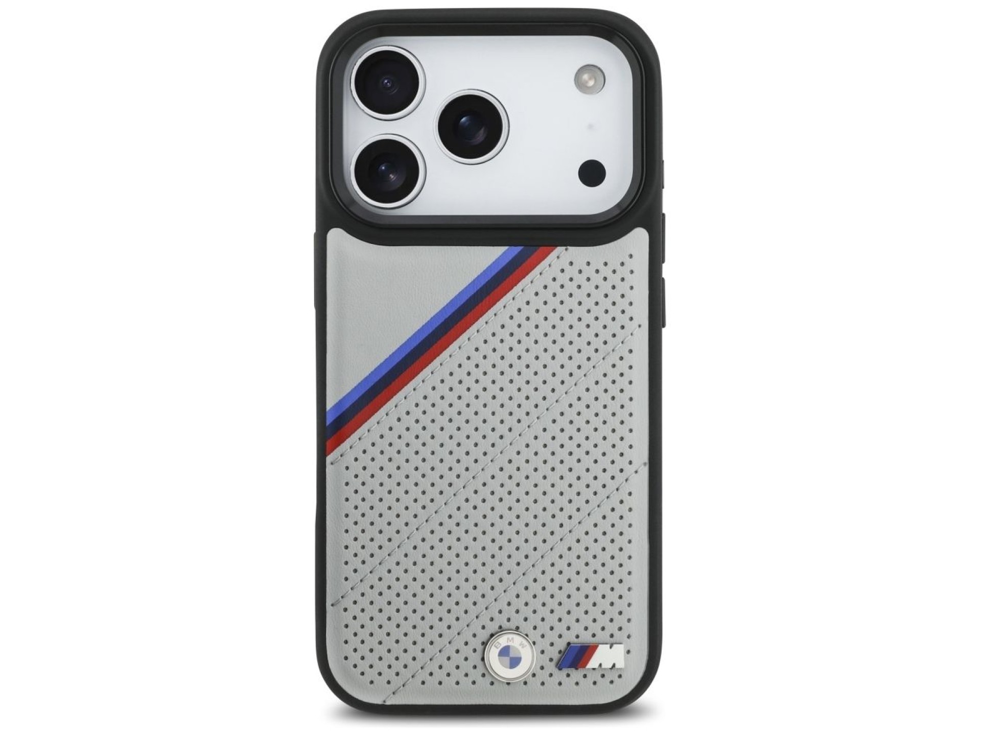 Capa MagSafe BMW M Tricolor Metal Logo para iPhone 17 Pro - Cinza