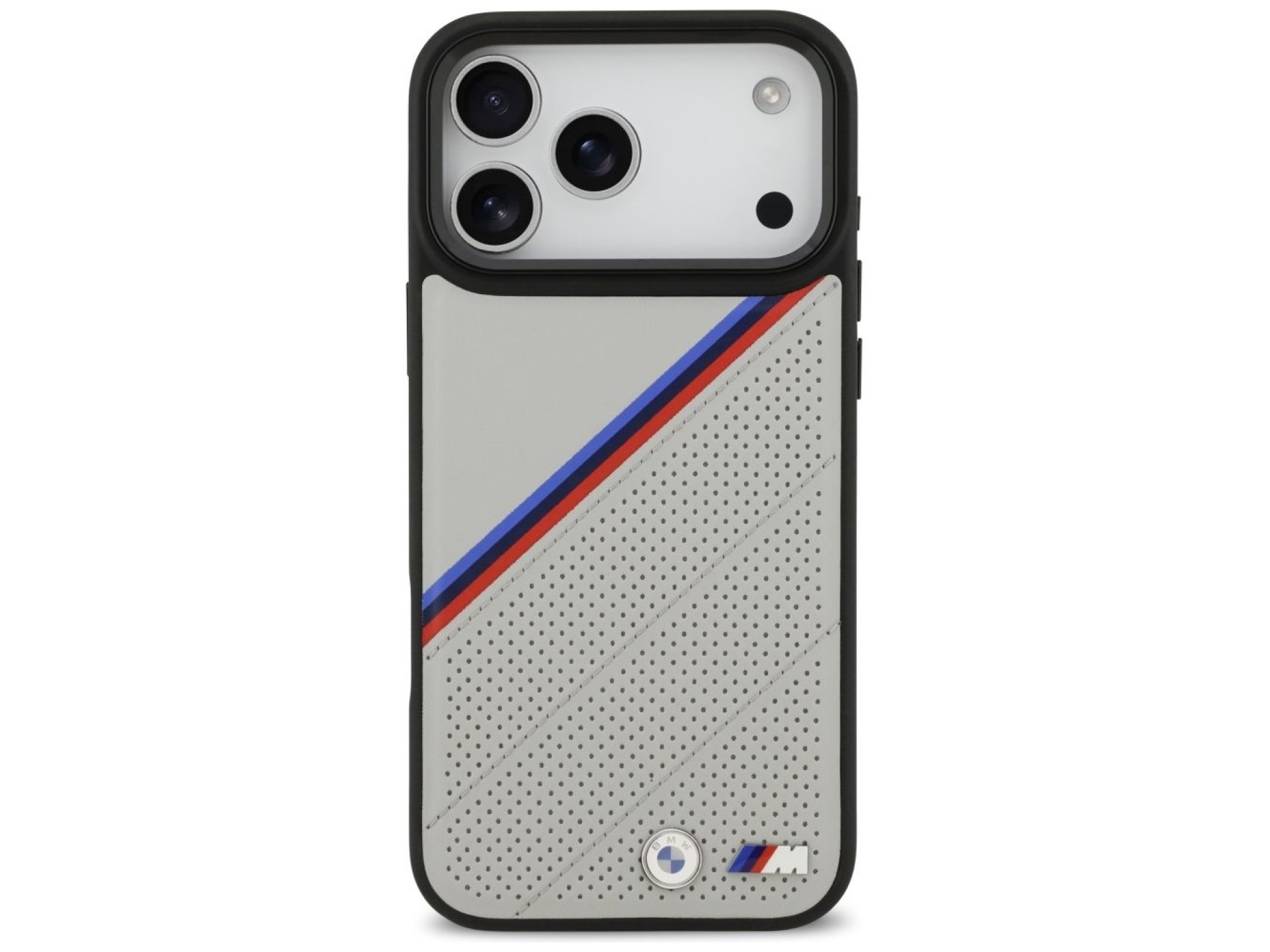 BMW M Tricolor Metal Logo MagSafe Case for iPhone 17 Pro Max - Gray