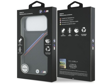 BMW M Tricolor Metal Logo MagSafe Case for iPhone 17 Pro Max - Black