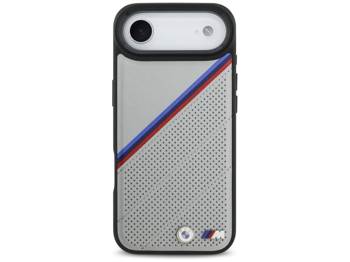 Funda BMW M Tricolor Metal Logo MagSafe para iPhone 17 Air - Gris